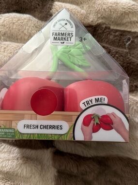 Farmers Market Fresh Cherries Squishy Toy - Red with Green Stem